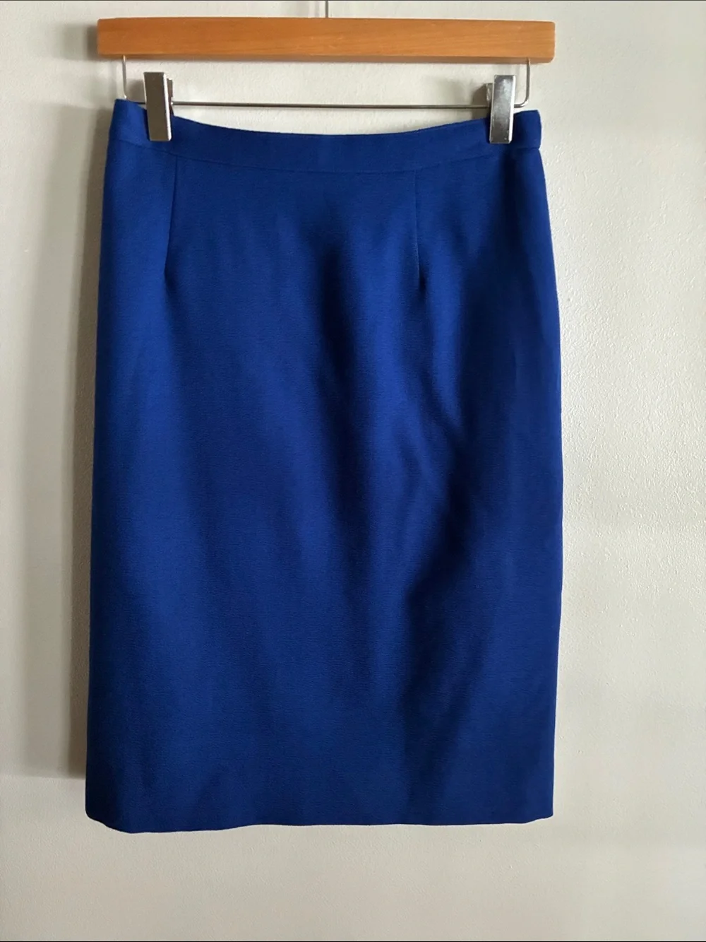 Vintage Herbert Grossman Cynthia Sobel Wool Skirt Suit Blue Size 6 USA